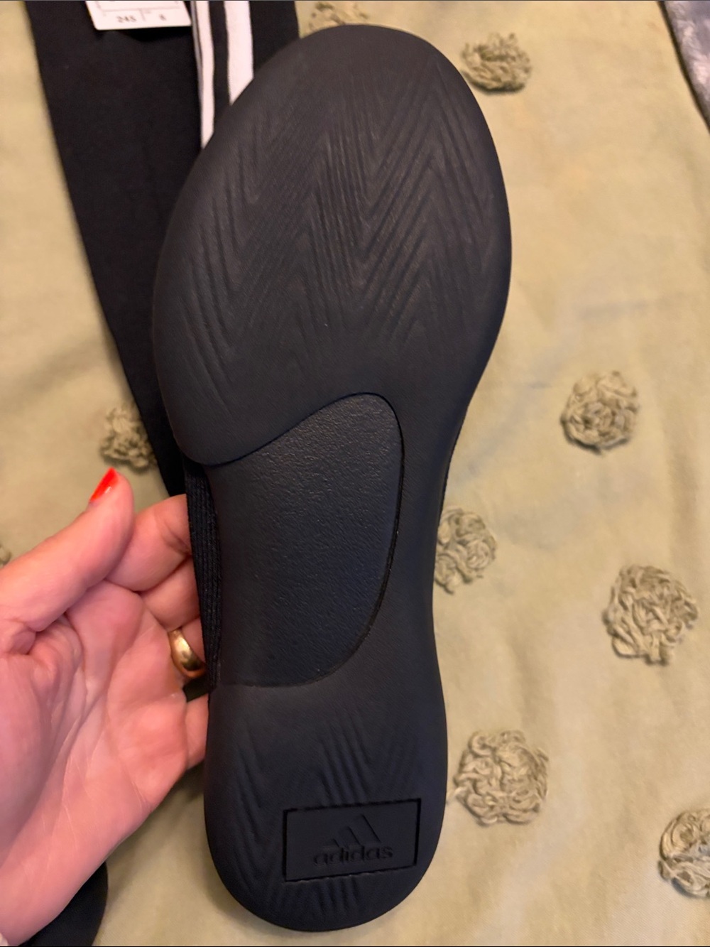 adidas Black Over-the-Knee Sock Boots with White Stripes - Picture 3 of 5